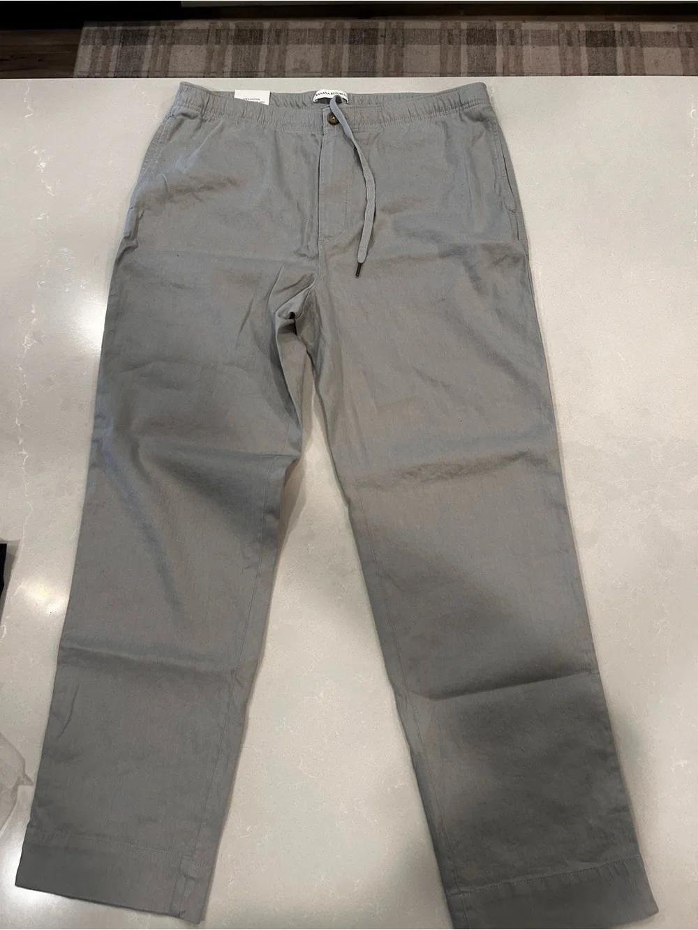 Banana Republic Men's Light Grey Drawstring Cotton/Linen blend- Size L